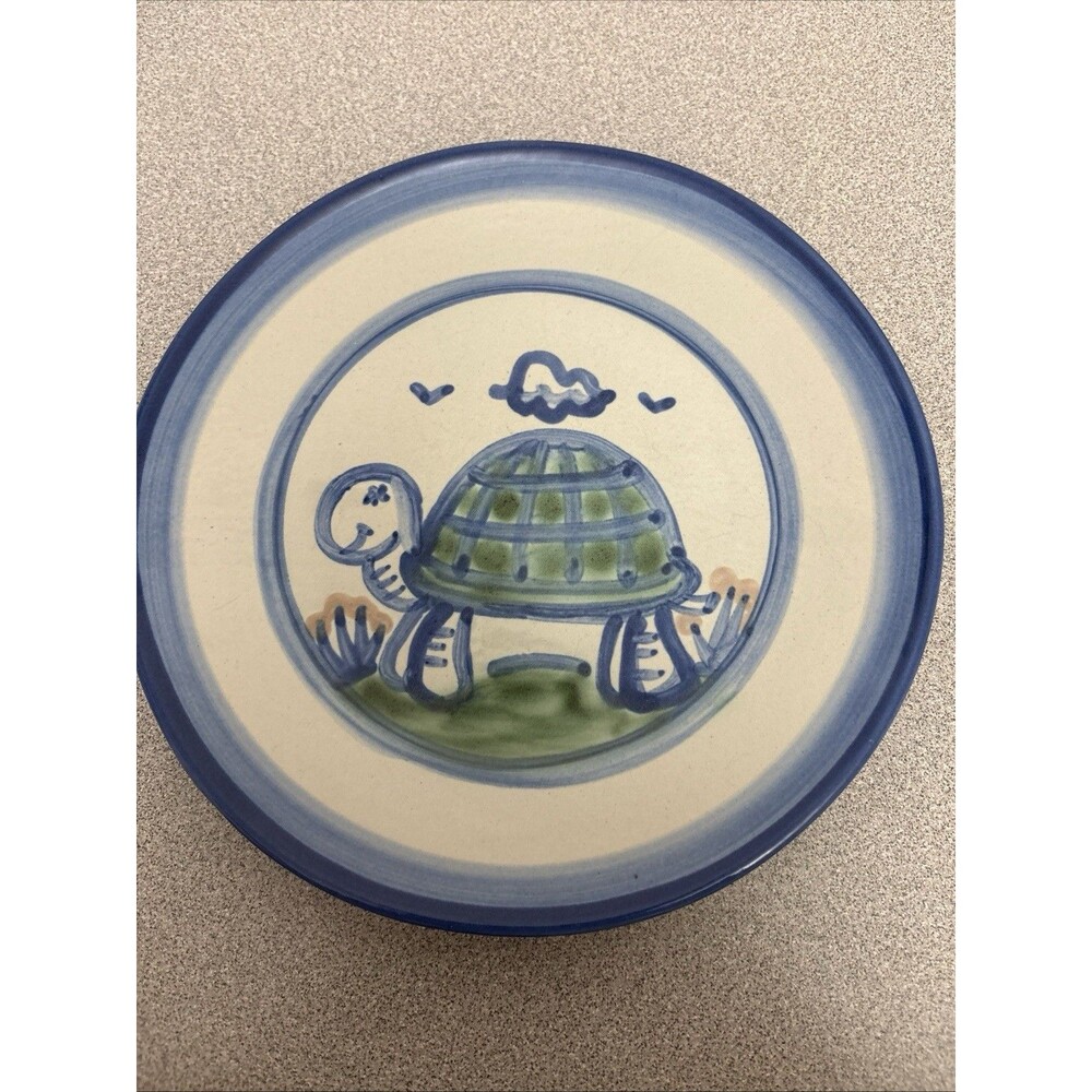 RARE Vintage M.A. Hadley Pottery Blue Turtle 7 5/8” Salad, Dessert Plate